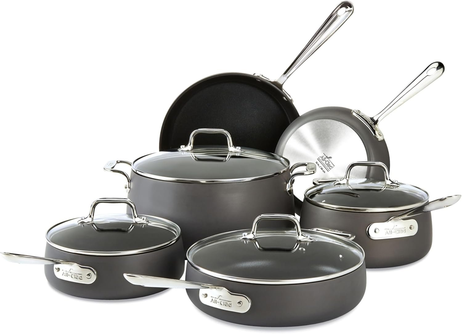 all clad ha1 hard anodized nonstick cookware set 1