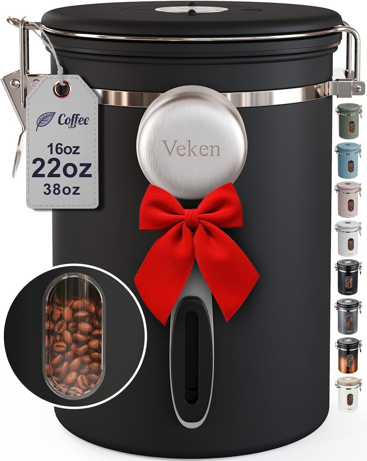 veken coffee canister with window airtight stainle