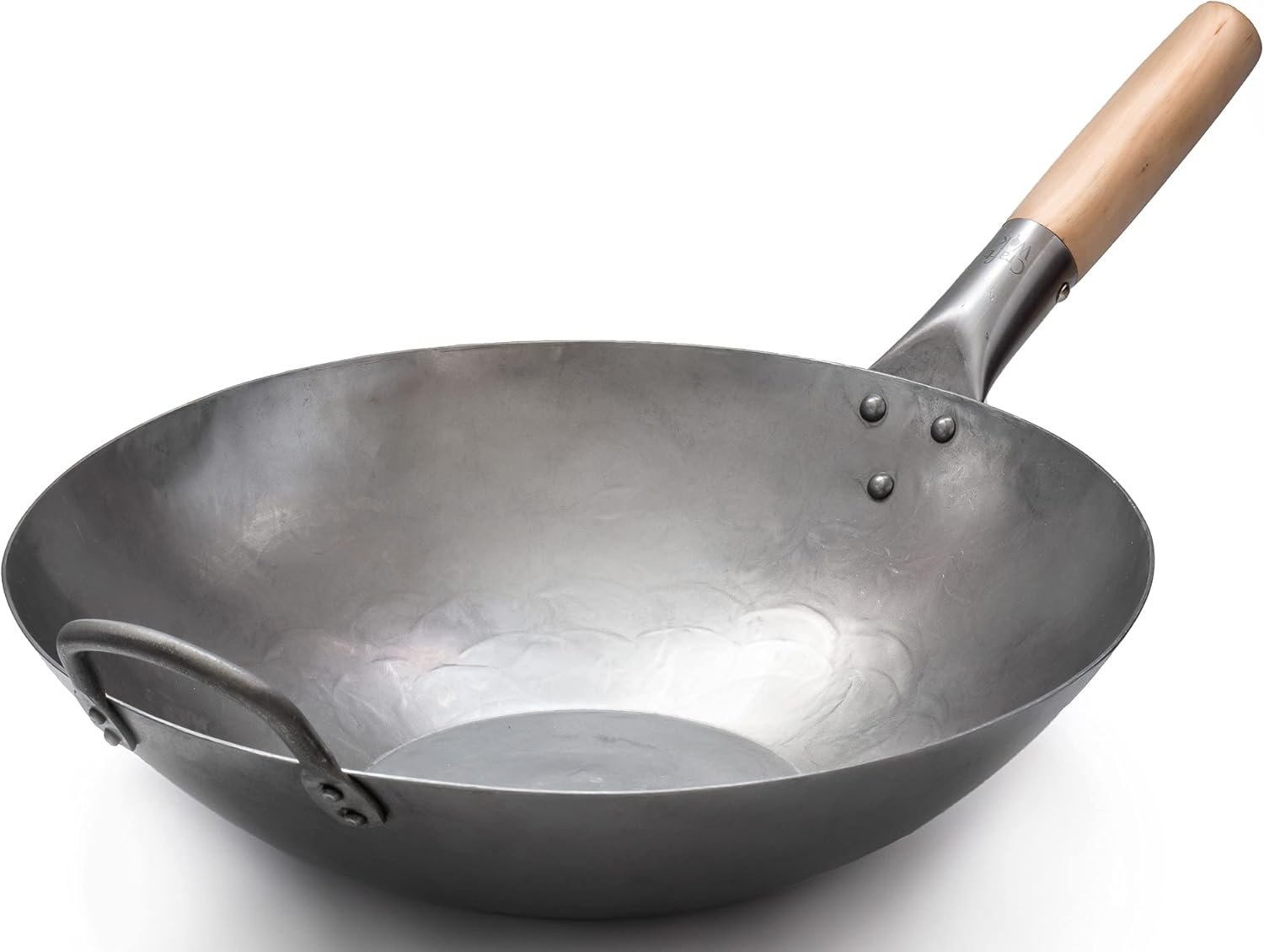 craft wok flat hand hammered carbon steel pow wok