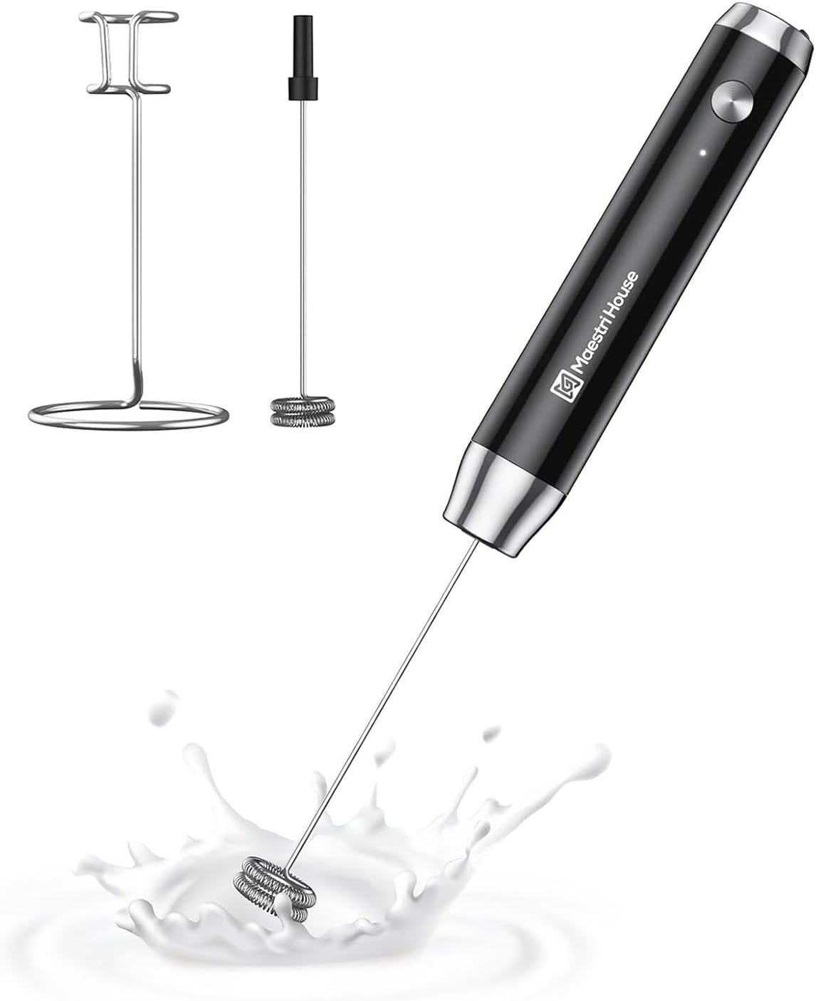 maestri house rechargeable milk frother with stand
