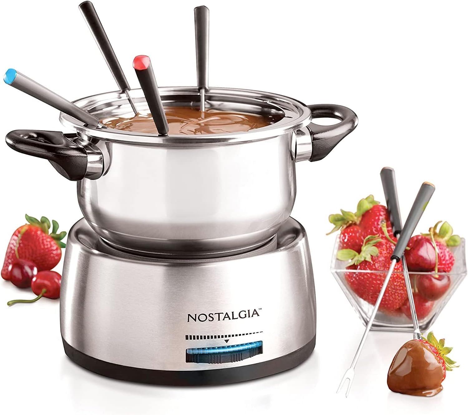 nostalgia 6 cup electric fondue pot set for cheese