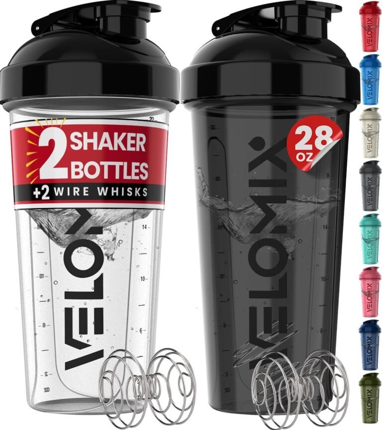 velomix 2 pack 28 oz protein shaker bottles for