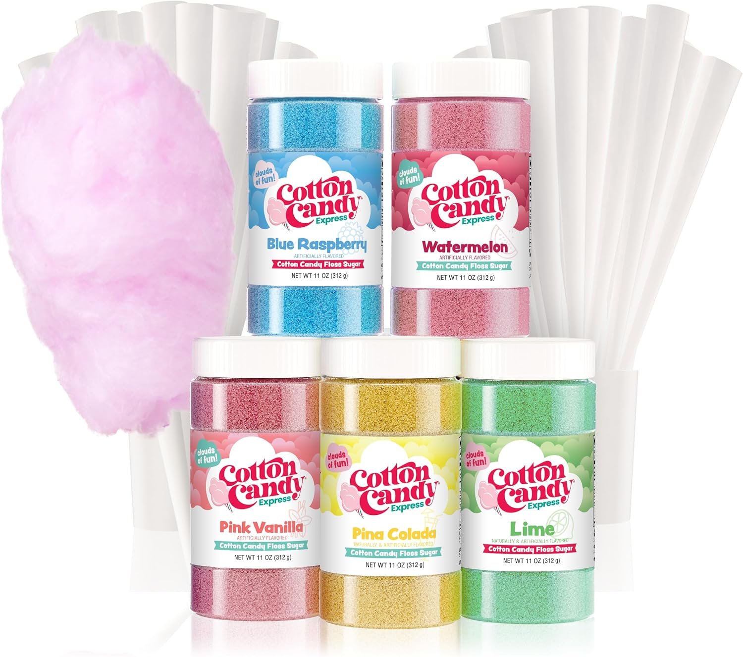 cotton candy express floss sugar variety pack with