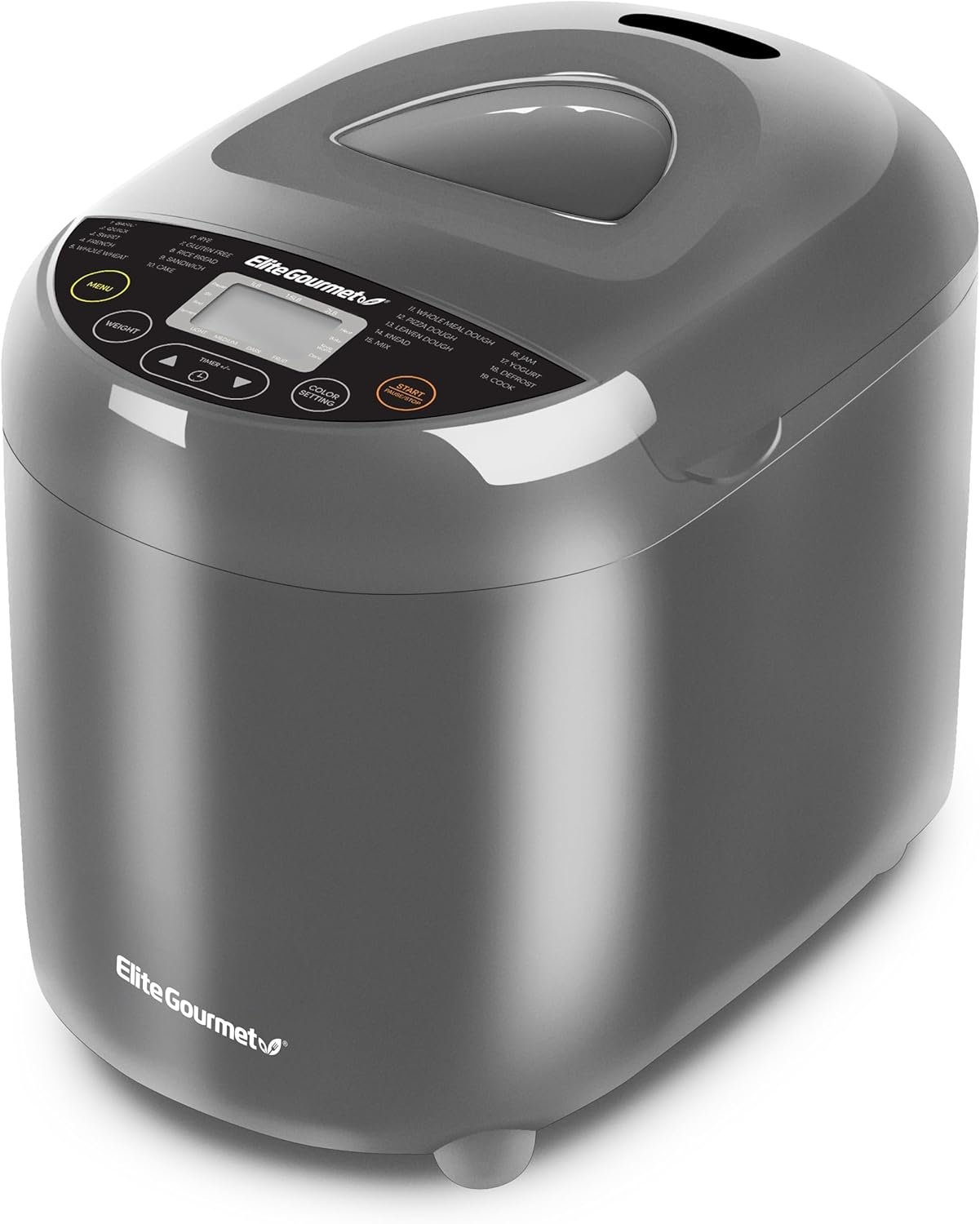 Elite Gourmet Programmable Bread Maker with PFAS-Free CERALAST™ Ceramic Pan, 2 lb Loaf, 19 Presets incl. Gluten-Free, 3 Sizes, Delay Timer, Steel Gray - Review 2026 elite gourmet programmable bread maker with pfas f