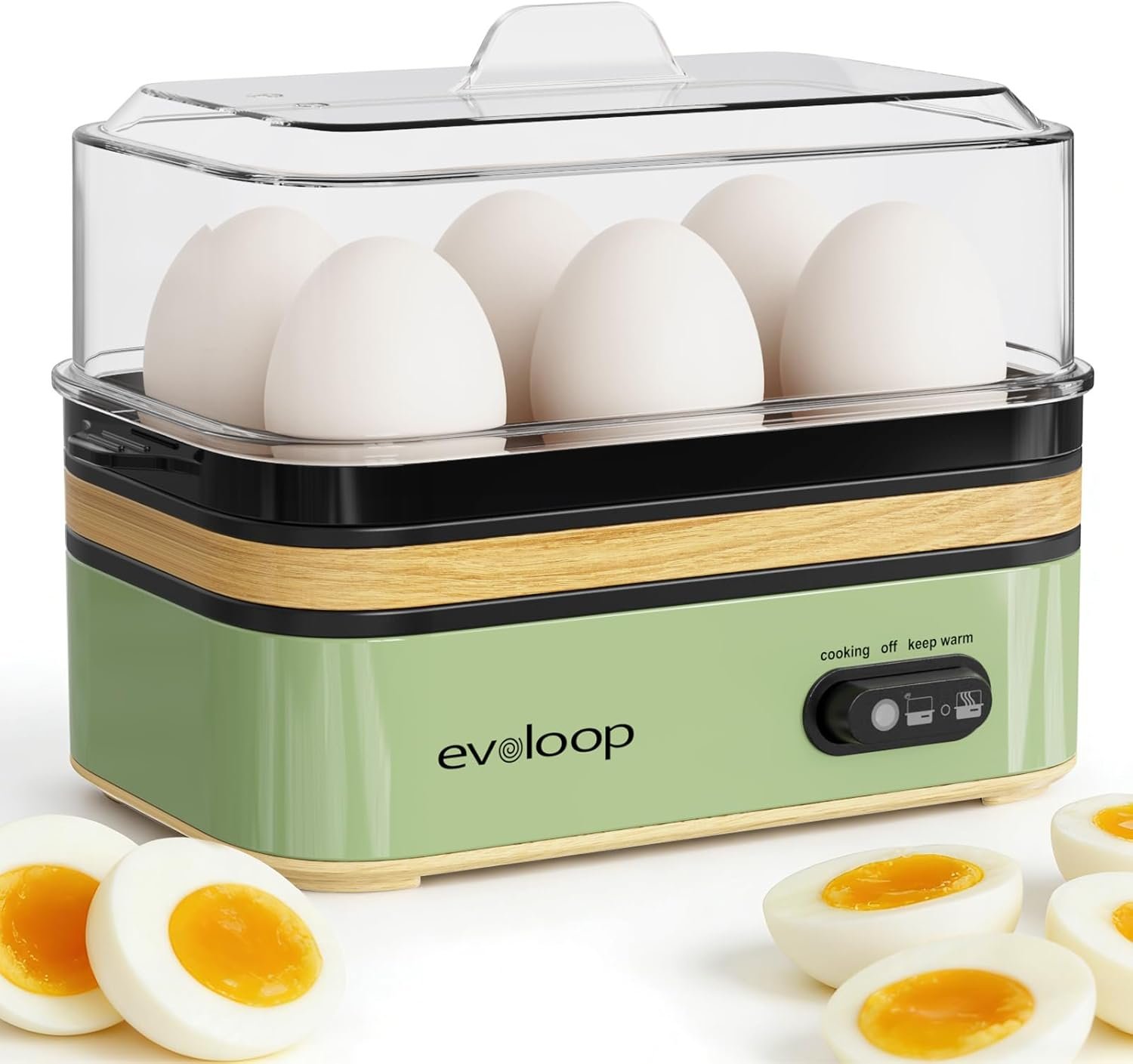 Evoloop Rapid Egg Cooker Electric 6 Eggs Capacity, Soft, Medium, Hard Boiled, Poacher, Omelet Maker Egg Poacher With Auto Shut-Off, BPA Free (Green) - Review 2026 evoloop rapid egg cooker electric 6 eggs capacity