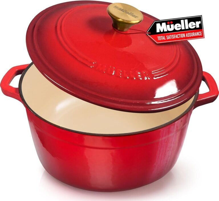 mueller 6qt enameled cast iron dutch oven heavy d