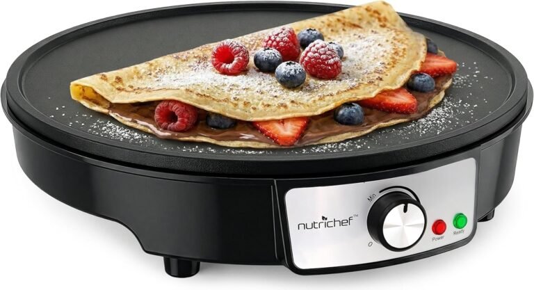 Nutrichef Electric Crepe Maker & Griddle Cooktop - Nonstick 12 Inch Aluminum Hot Plate with LED Indicator Lights & Adjustable Temperature Control - Wooden Spatula & Batter Spreader Included - Review 2026 nutrichef electric crepe maker griddle cooktop
