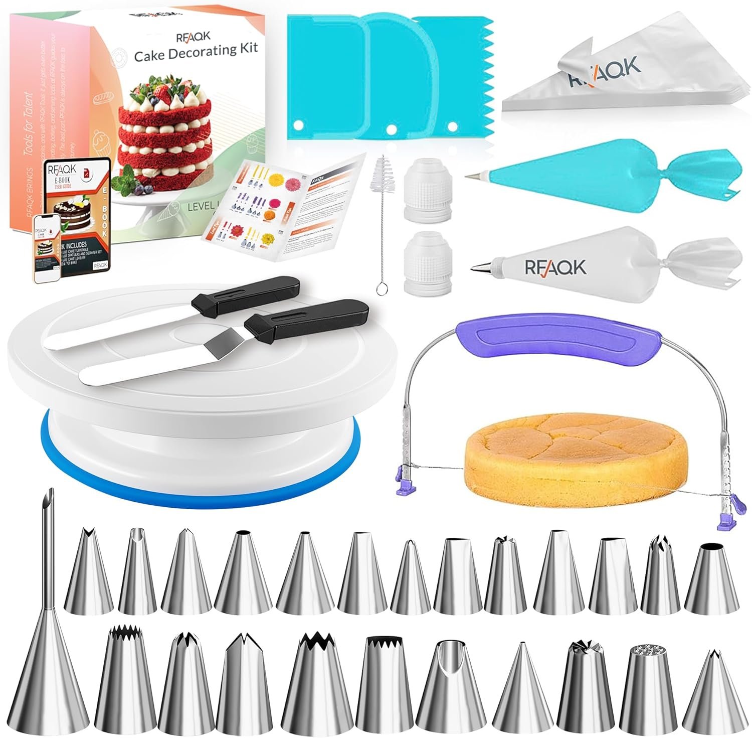rfaqk 90pcs cake decorating kit with leveler baki