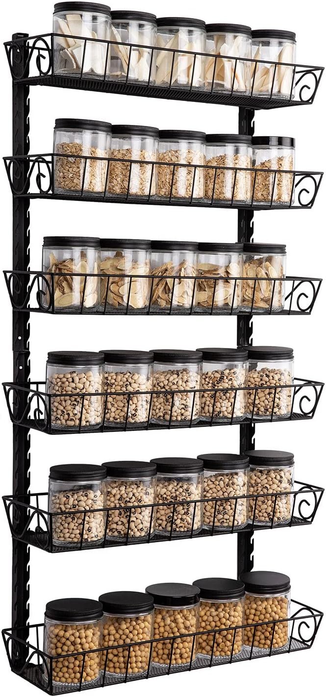 swommoly adjustable wall mount spice rack 6 tier