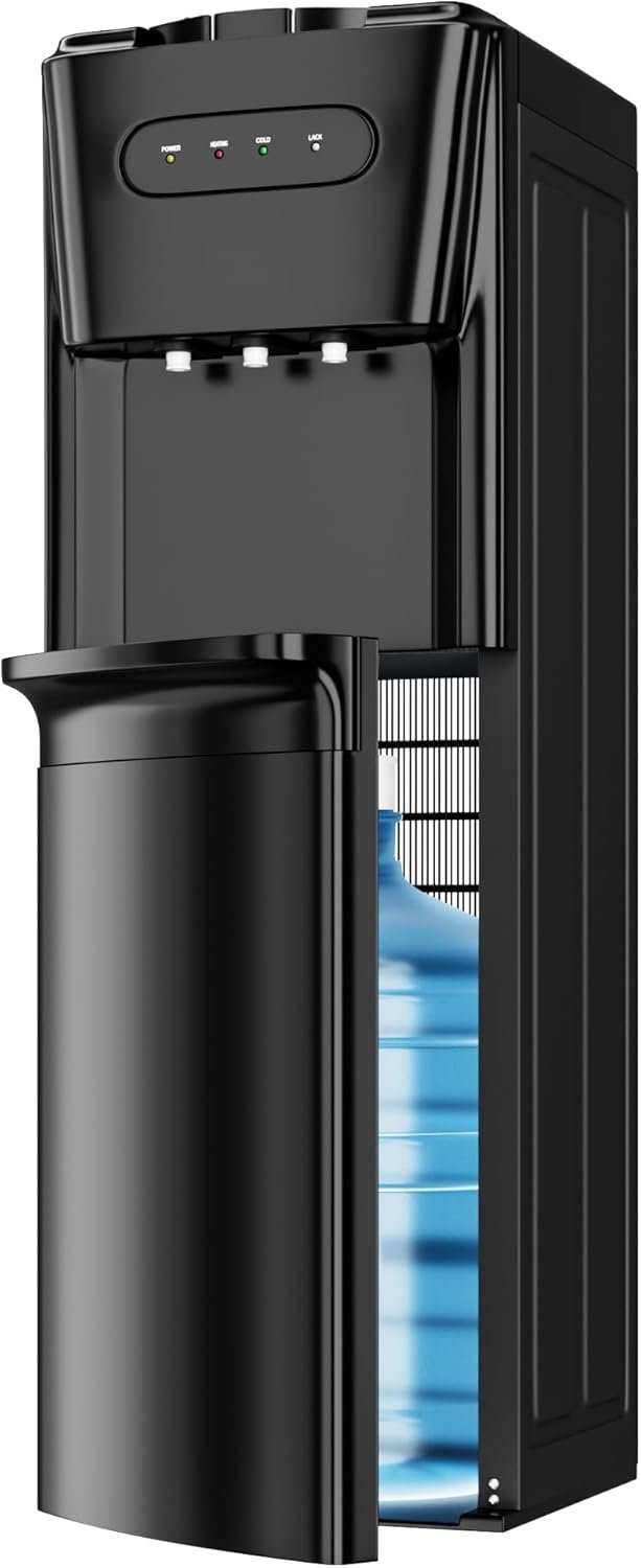 Tehanld Bottom Loading Water Cooler Dispenser for 3 or 5 Gallon Bottles - Water Dispenser with Hot, Room & Cold Spouts, LED Display with Empty Bottle Alert, Child Safety Lock, Raven Black - Review 2026 tehanld bottom loading water cooler dispenser for