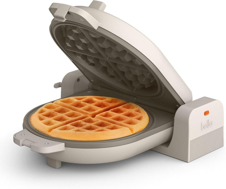 bella Flip-n-Store Waffle Maker with EverGood™ Ceramic Nonstick Coating, Fits-anywhere™ Kitchenware, Power Indicator Light, Cool Touch Handle & Cord Wrap, 7” Wide & 1" Deep Plates, 1000 Watt, Oatmilk - Review 2026 bella flip n store waffle maker with evergood cer