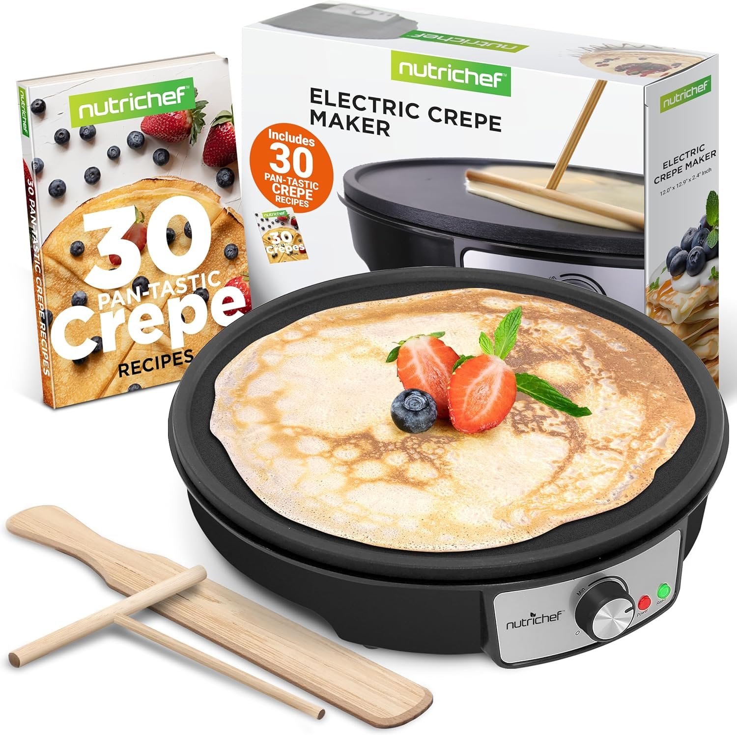 nutrichef electric crepe maker pan griddle 12 i