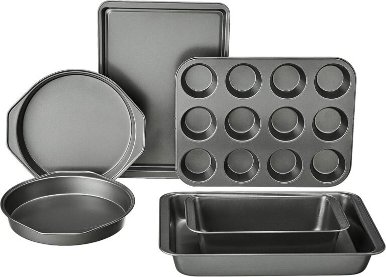Amazon Basics 6 Piece Nonstick Carbon Steel Bakeware Set with Cake, Muffin, Cookie, and Loaf Pans, Easy Release, Oven Safe, 16.25 x 11.75 x 6.25 inches - Review 2026 amazon basics 6 piece nonstick carbon steel bakewa