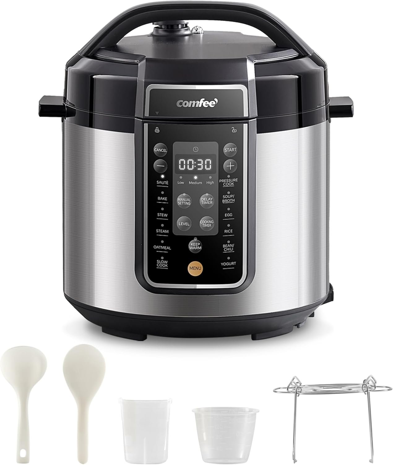 comfee pressure cooker 6 quart with 13 cooking fu