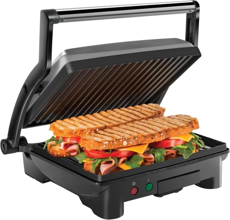Chefman Panini Press Grill and Gourmet Sandwich Maker Non-Stick Coated Plates, Opens 180 Degrees to Fit Any Type or Size of Food, Stainless Steel Surface and Removable Drip Tray, 4 Slice, Black - Review 2026 chefman panini press grill and gourmet sandwich ma